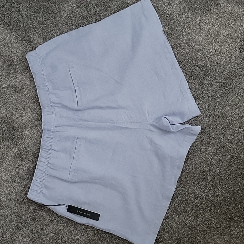 NWT Tahari Light Blue Linen Shorts Drawstring Tie Size Pockets Size 2X - Picture 4 of 8